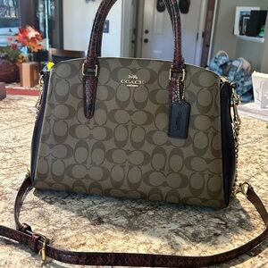 Coach Maroon Snakeskin and Brown Satchel